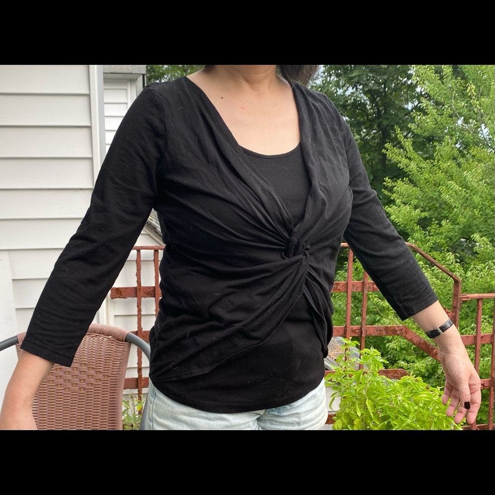 Three Dots black twist top 3/4 sleeve - Picture 4 of 8